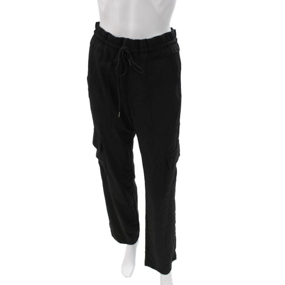 Flog Womens Cargo Pants Black Drawstring 98% Cotton 2% Lycra Size 25